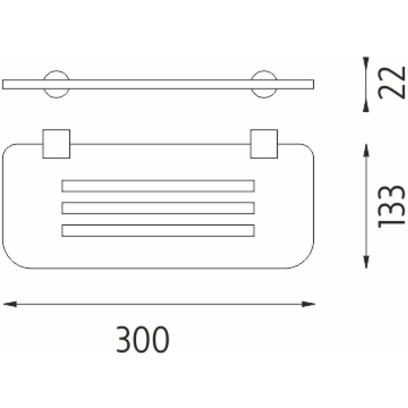 Nimco Bormo - Mensola con foro fresato, lunghezza 300 mm, plexiglass opaco/cromo  BR X330-26