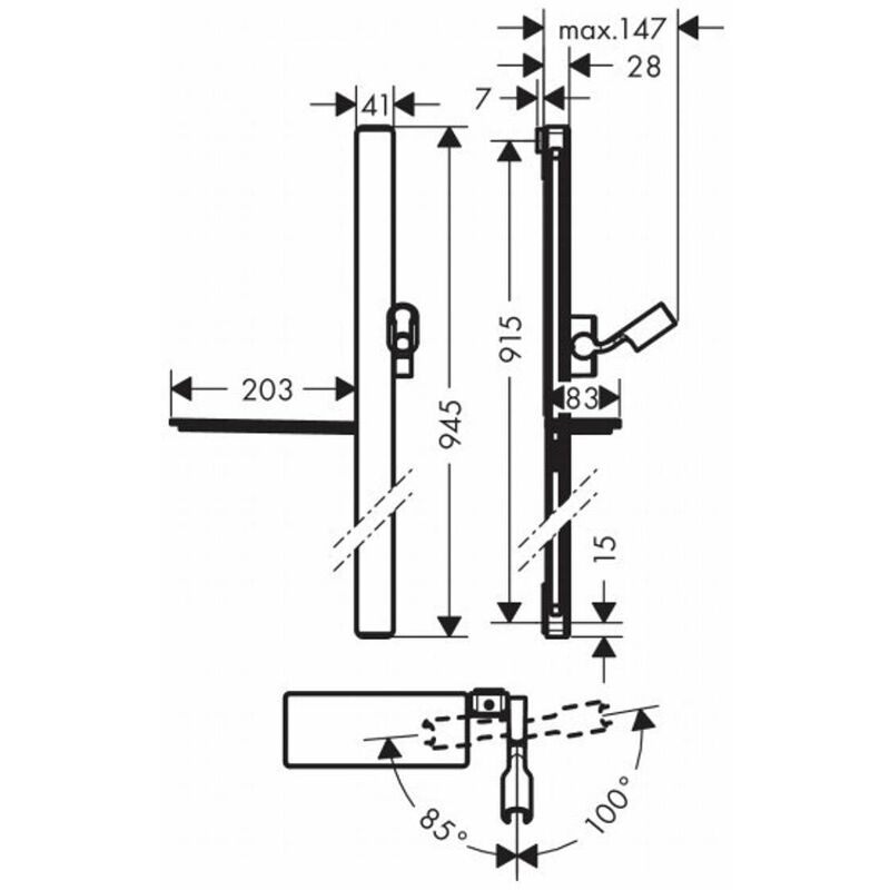 Hansgrohe Unica'E - Asta saliscendi doccia 900 mm, con flessibile doccia,  cromato 27640000