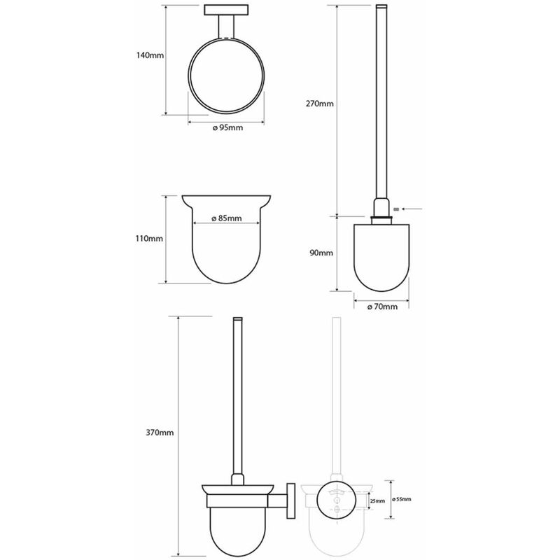 Setola di ricambio per scopino - Ø7,4 cm con vite M6