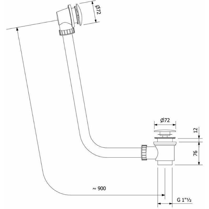 Tappo Vasca da Bagno Ø72mm - Ricambio Doccia Ottone Cromo