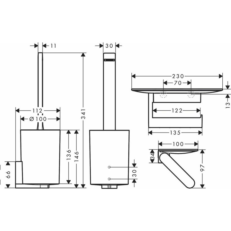 Hansgrohe WallStoris - Scopino WC con supporto, nero opaco 27927670