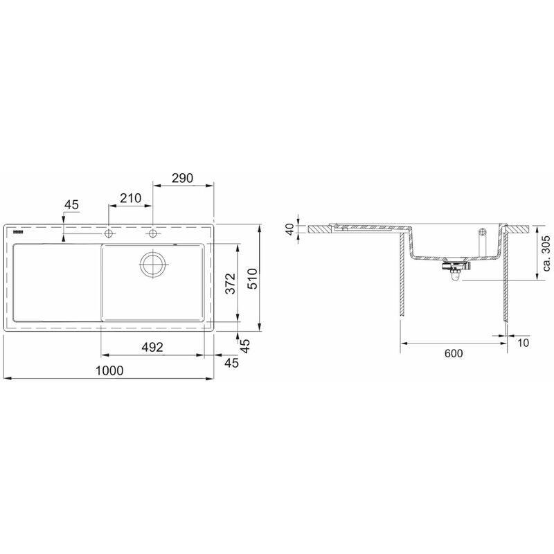 Franke Spark - Lavello SKX 611-100, 1000x500 mm, acciaio inox 101.0504.059