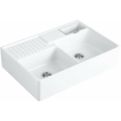 Villeroy & Boch Lavelli - Lavello in ceramica 895x630 mm con sistema di scarico, CeramicPlus, bianco alpino 632391R1