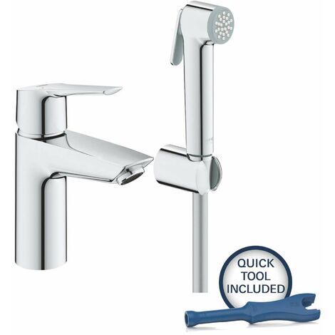 Grohe QuickFix Start - Miscelatore da lavabo con doccetta bidet, cromo 23123003 (1/5)