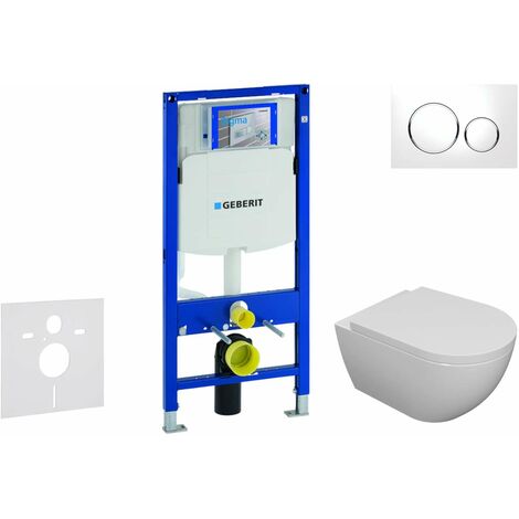 Vaso sospeso B-8030 nero offerta speciale 12 - e sistema di installazione a parete G3004A con placca di comando, Placca di comando:Placca di comando 4111 satinato