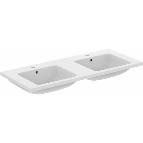 Ideal Standard i.Life B - Lavabo a doppia vasca 12x5 cm, con troppopieno, 2 fori per miscelatore, bianco T460201 (1/5)
