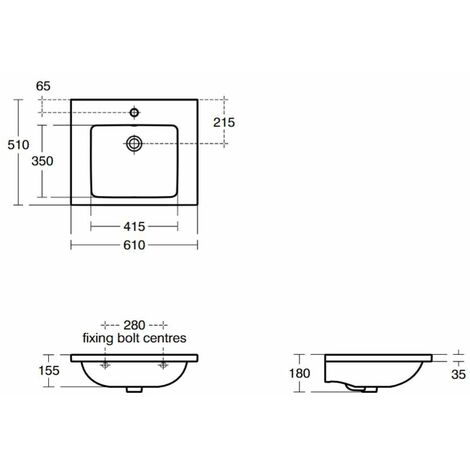 Ideal Standard i.Life B - Lavabo da mobile 61x51 mm, con troppopieno e foro  per miscelatore