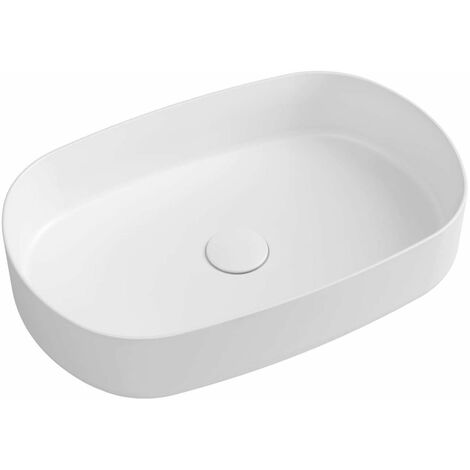 Sapho Infinity - Lavabo da appoggio, 55x36 cm, senza troppopieno, bianco 10NF65055