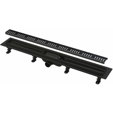 Alca Canaline - Canalina doccia Simple 75 cm, con bordo per griglia forata, incl. griglia, nero opaco APZ10BLACK-750M