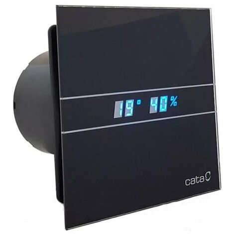 Cata E 100 GTH BK - Estrattore da bagno, Timer Hygro, 8 W, vetro nero