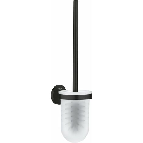 Grohe QuickFix Start - Scopino WC con supporto a parete, vetro/nero opaco 411852430