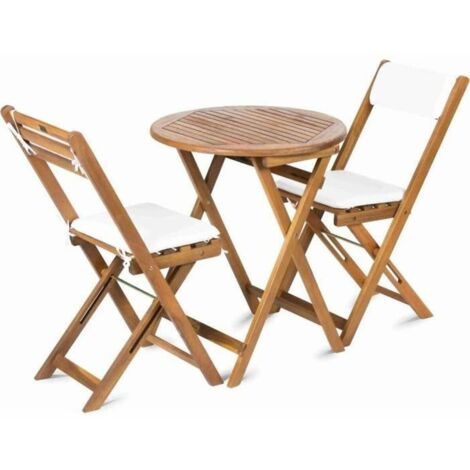 Fieldmann Set da giardino in legno di acacia bianca pieghevole (1/5)