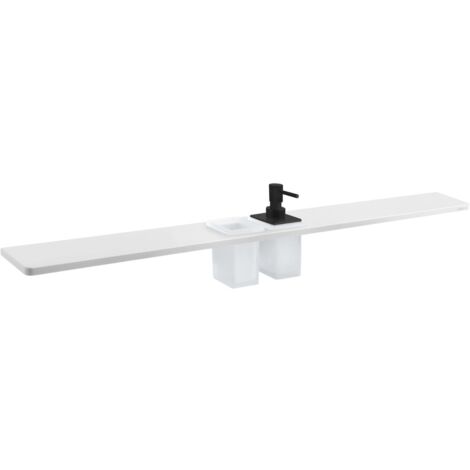 Sapho Abeline - Mensola con dispenser e bicchieri, 100 cm, bianco opaco/nero AE102-0101-03 (1/3)