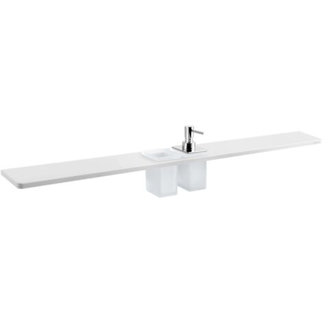 Sapho Abeline - Mensola con dispenser e bicchieri, 100 cm, bianco opaco/cromo AE102-0101-02 (1/3)