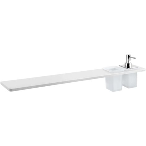 Sapho Abeline - Mensola con dispenser e bicchieri, 80 cm, bianco opaco/cromo AE802-0101-02 (1/3)