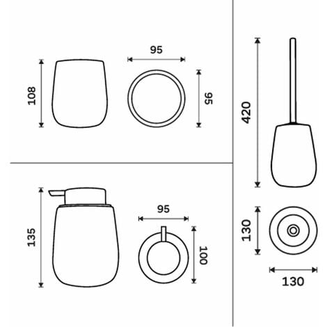 Nimco Tabo - Set di accessori da bagno, marrone TA SET-07
