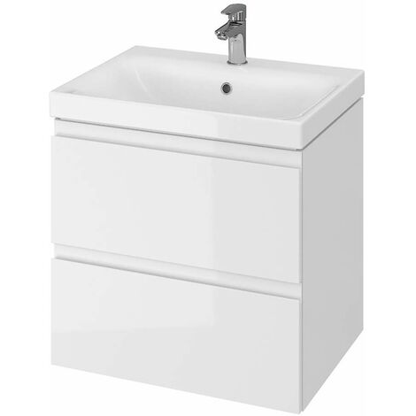 Cersanit Moduo - Mobiletto con lavabo, 57x60x45 cm, 2 cassetti, bianco S801-223-DSM