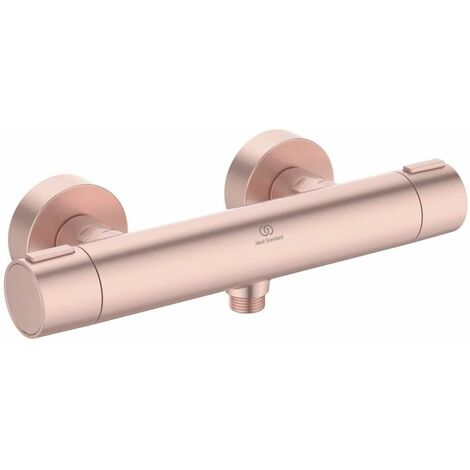 Ideal Standard - Alu+, Rubinetto esterno doccia termostatico, Miscelatore doccia in alluminio con funzione termostatica, Corpo dotato di tecnologia Cool Body antiscottature e tasto EKO, Rosé