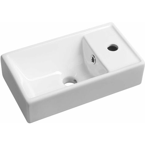 Sapho Small - Lavamani Minos, 40x22 cm, con troppopieno, foro per miscelatore a destra, bianco 4059