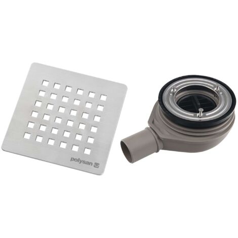 Polysan Flexia - Sifone per piatto doccia, diametro 90 mm, DN40, coperchio in acciaio inox 17731