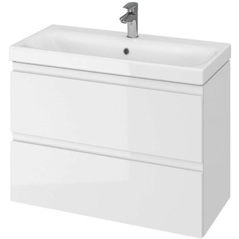 Cersanit Moduo - Mobiletto con lavabo, 57x80x38 cm, 2 cassetti, bianco S801-225-DSM