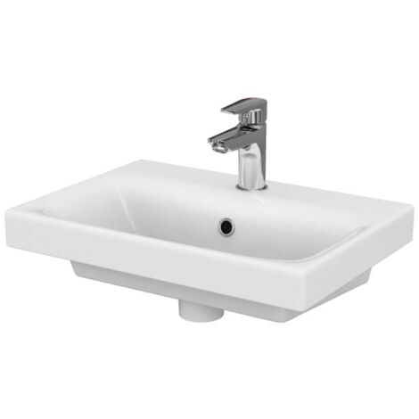 Cersanit Moduo - Lavabo 50x35 cm, con troppopieno e foro per miscelatore, bianco K116-008