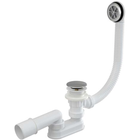 Westbrass Kit Tubo Di Scarico E Troppopieno Per Vasca | Bianco Con Piastra E Tappo Cromo | 1-1/2" X 35.6 Cm