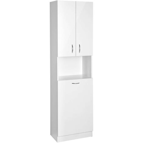 Aqualine Simplex Eco - Armadio con cestino 50x180x30 cm, bianco opaco SIME510