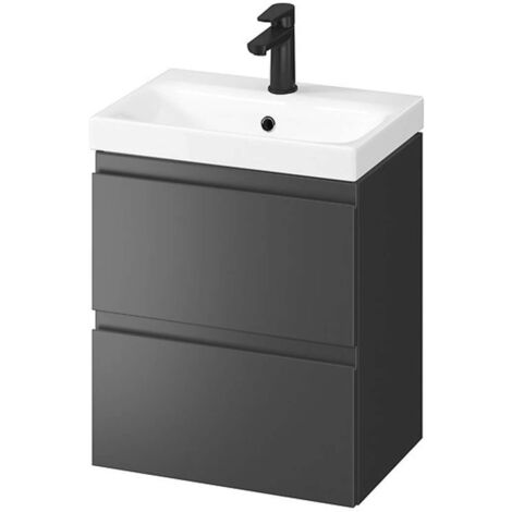 Cersanit Moduo - Mobiletto con lavabo, 57x50x35 cm, 2 cassetti, antracite S801-470-DSM (1/2)