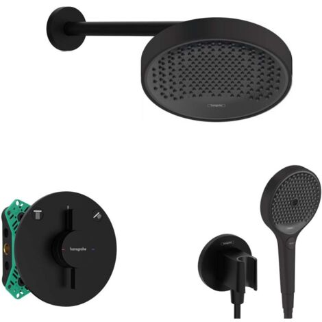 Hansgrohe - Set doccia da incasso con miscelatore, con corpo incasso, diametro 25 cm, 3 getti, nero opaco SANI21HHH404 (1/5)