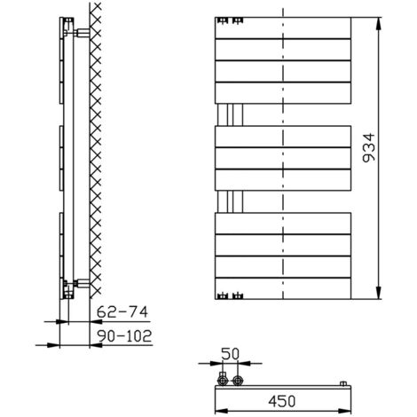 Aqualine Scaldasalviette - Scaldasalviette Mili, 45x93 cm, 381 W, nero opaco DC606T