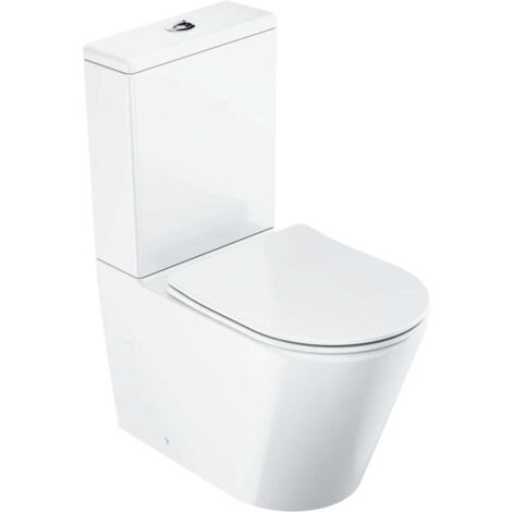 Ravak - WC monoblocco con copriwater SoftClose, scarico Vario, ingresso laterale, RimOff, bianco X01872