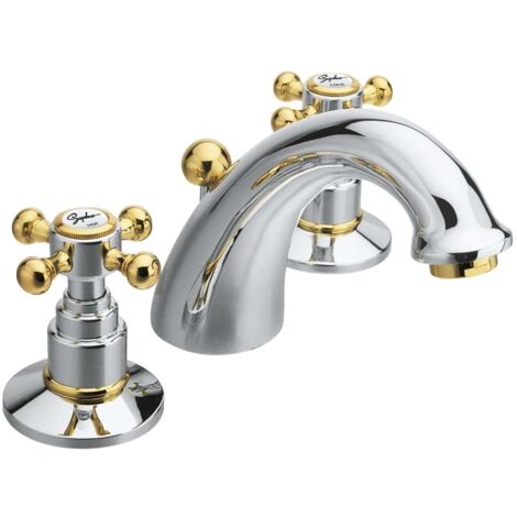 Sapho Reitano Rubinetteria Antea - Miscelatore lavabo con scarico, installazione a 3 fori, cromo/oro 3022