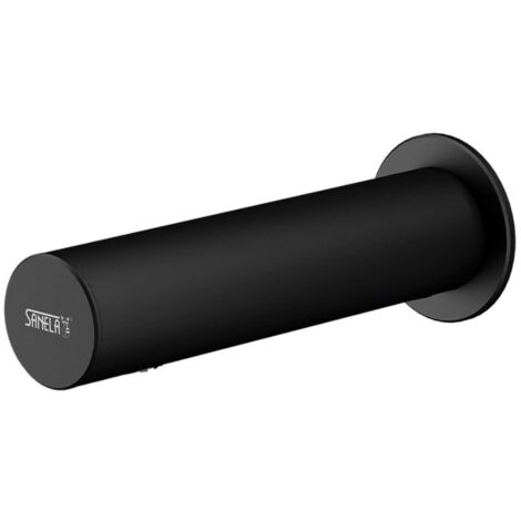 Sanela Rubinetteria a sensore - Rubinetto in acciaio inox con sensore ALS ad infrarossi, non miscelante, alimentazione a rete, nero SLU 43V