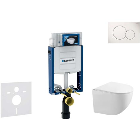 Geberit Combifix - Set con modulo di installazione, vaso WC Gaia e copriwater softclose, placca di comando Sigma01, bianco alpino SANI15CA3113