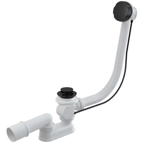 Alca Sistemi di scarico - Set di scarico e troppopieno per vasca da bagno, lunghezza 570 mm, nero opaco A55BLACK