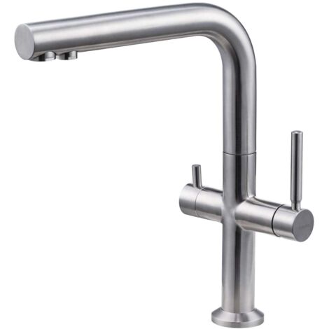 kielle Wimeo - Miscelatore per lavello, con funzione di filtraggio, acciaio inox spazzolato 10525F25