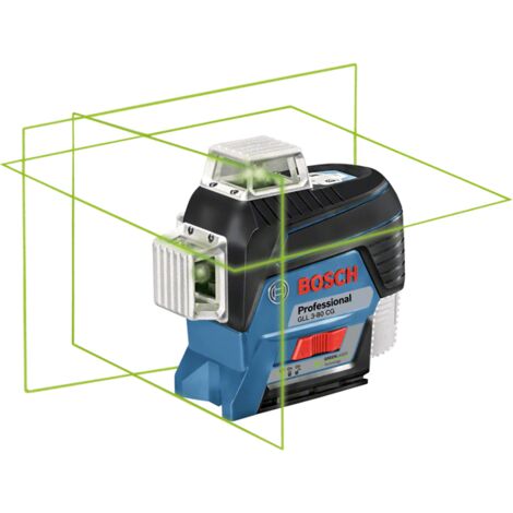 Bosch Professional 12V System Livella Laser GLL 3-80 C,senza batteria e caricabatteria, laser verde, da interno, con app, raggio d’azione fino a 30 m, Supporto universale BM 1, L-BOXX