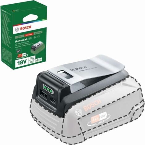 Bosch Accessori - Adattatore USB per l'alimentazione di dispositivi esterni 18/45 V 1600A02WS1