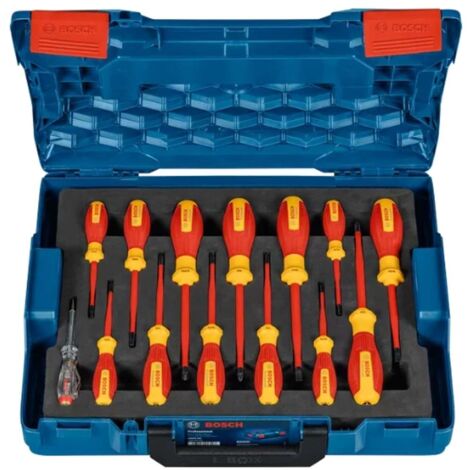 Bosch Professional Set di cacciaviti misti VDE (con tester di fase monopolo, 14 pezzi, in L-BOXX)