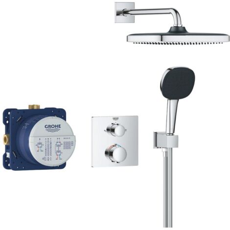 Grohe Vitalio Comfort - Set doccia con termostato ad incasso, 25x25 cm, 2 getti, cromo 34882000