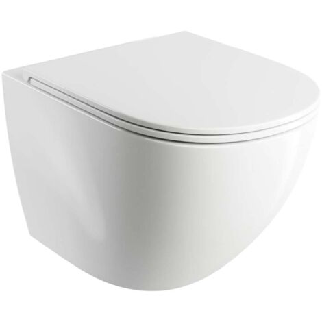 OMNIRES Ottawa - WC sospeso con sedile SoftClose, Rimless, bianco OTTAWAMWBP