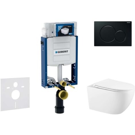 Geberit Combifix - Set con modulo di installazione, vaso WC Gaia e copriwater softclose, placca di comando Sigma01, nero SANI15CA5117