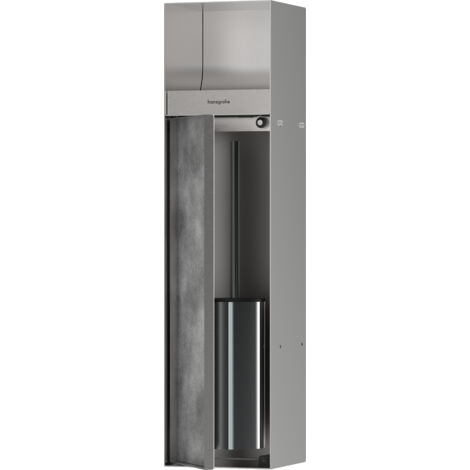 Hansgrohe XtraStoris Rock - Portarotolo ad incasso con scopino WC, con sportelli, acciaio spazzolato 56062800 (1/5)
