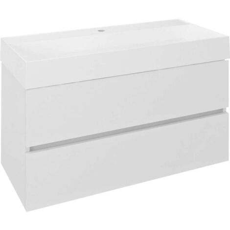 Sapho Odetta - Mobiletto da lavabo, 95x50x44 cm, 2 cassetti, bianco lucido DT100-3030