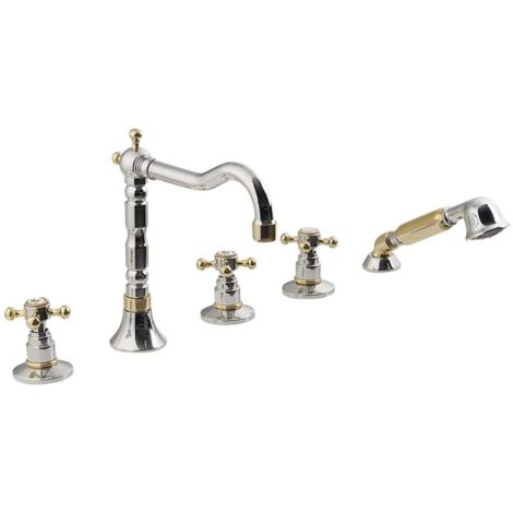 Sapho Reitano Rubinetteria Antea - Set bordovasca, montaggio a 5 fori, cromo/oro 3882