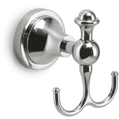 Gedy – Appendino doppio da parete in acciaio inox cromato – Dimensioni 8x8,2x10,4 cm – Fissaggio a muro con viti e tasselli – Modello Nevis (1/5)