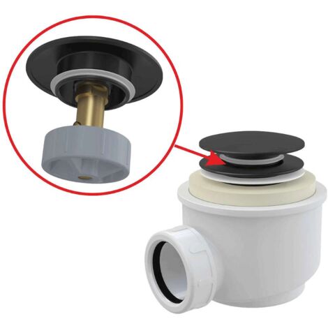 Alca Sifoni per piatti doccia - Set di drenaggio per vassoi, Click-Clack, nero opaco A465BLACK-50 (1/3)