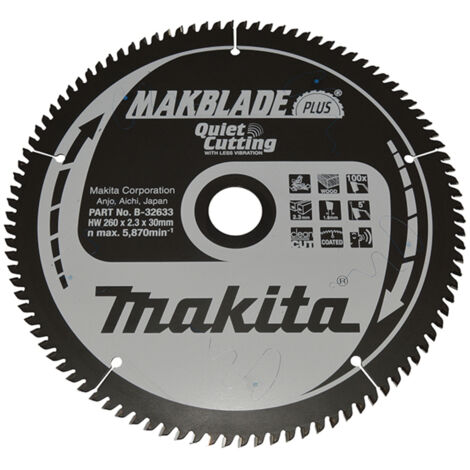 Makita B-32633 Makblade Plus Lama TCT silenziata per troncatrici 260x30 per legno