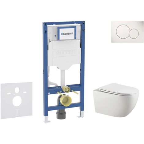 Geberit Duofix - Set con modulo di installazione, vaso WC Gaia e copriwater softclose, placca di comando Sigma01, bianco alpino SANI11CA3121B